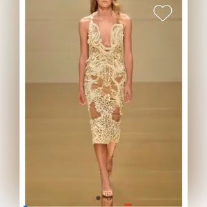 GALANNI EUDORA MIDI DRESS CREAM/NUDE